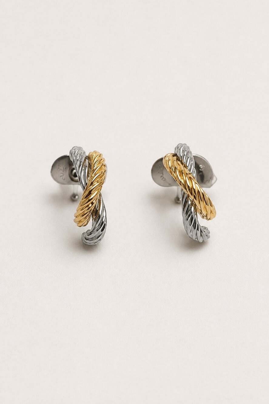 Zara Textured Twist Earrings – Gold & Silver Tone – NWT